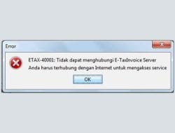 Penyebab Error ETAX-40001 e-Faktur dan Solusinya