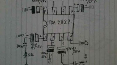 Rangkaian Amplifier Mini IC TDA2822