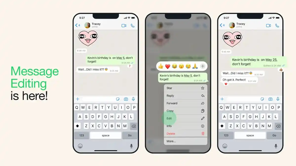 Cara mengedit obrolan WhatsApp Setelah Terkirim