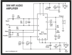 Skema Amplifier Dalam Ruangan 50 Watt dengan IC TDA7294
