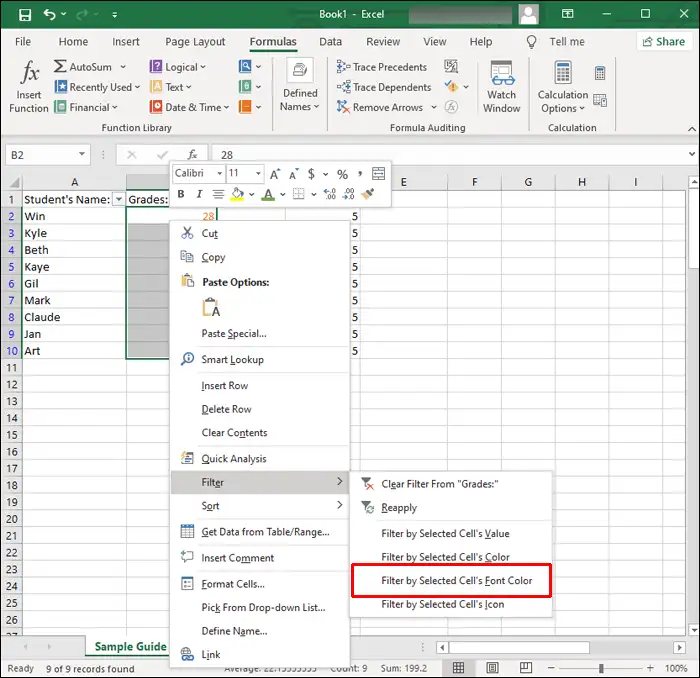 Cara Menghitung Sel dengan Teks Berwarna di Excel