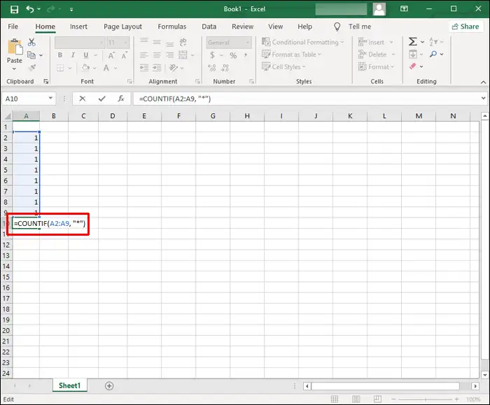 Cara Menghitung Sel dengan Teks di Excel pada PC Windows
