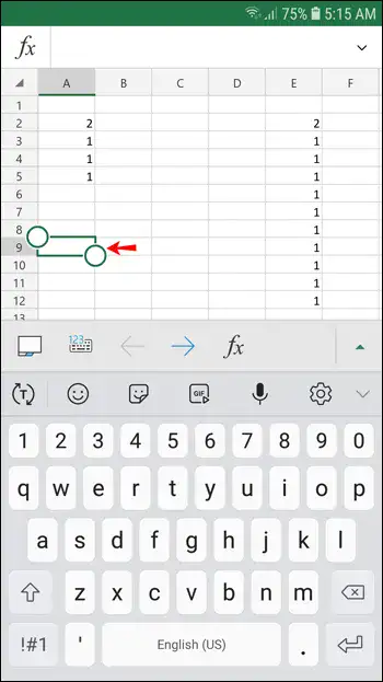 Cara Menghitung Sel dengan Teks di Excel di Aplikasi Android